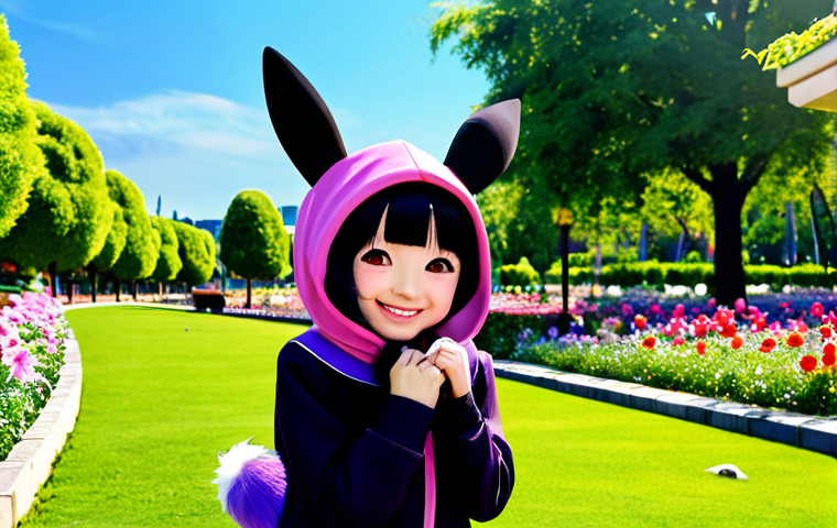 A professional illustration depicting My Melody and Kuromi together in a vibrant, family-friendly outdoor setting. My Melody is shown with her signature pink hood, radiating innocence and kindness with a gentle, sweet smile. Beside her, Kuromi displays her playful, slightly mischievous but warm personality in her iconic black and purple jester-like hood. They are engaged in a lighthearted, natural pose, perhaps with Kuromi playfully nudging My Melody. The background features a cheerful park with lush greenery and soft, colorful flowers, bathed in bright, inviting sunlight. The overall image showcases their unique chemistry and complementary personalities, rendered with perfect anatomy, correct proportions, and well-formed character features. Fully clothed, appropriate attire, safe for work, appropriate content, family-friendly, professional quality, high definition.
